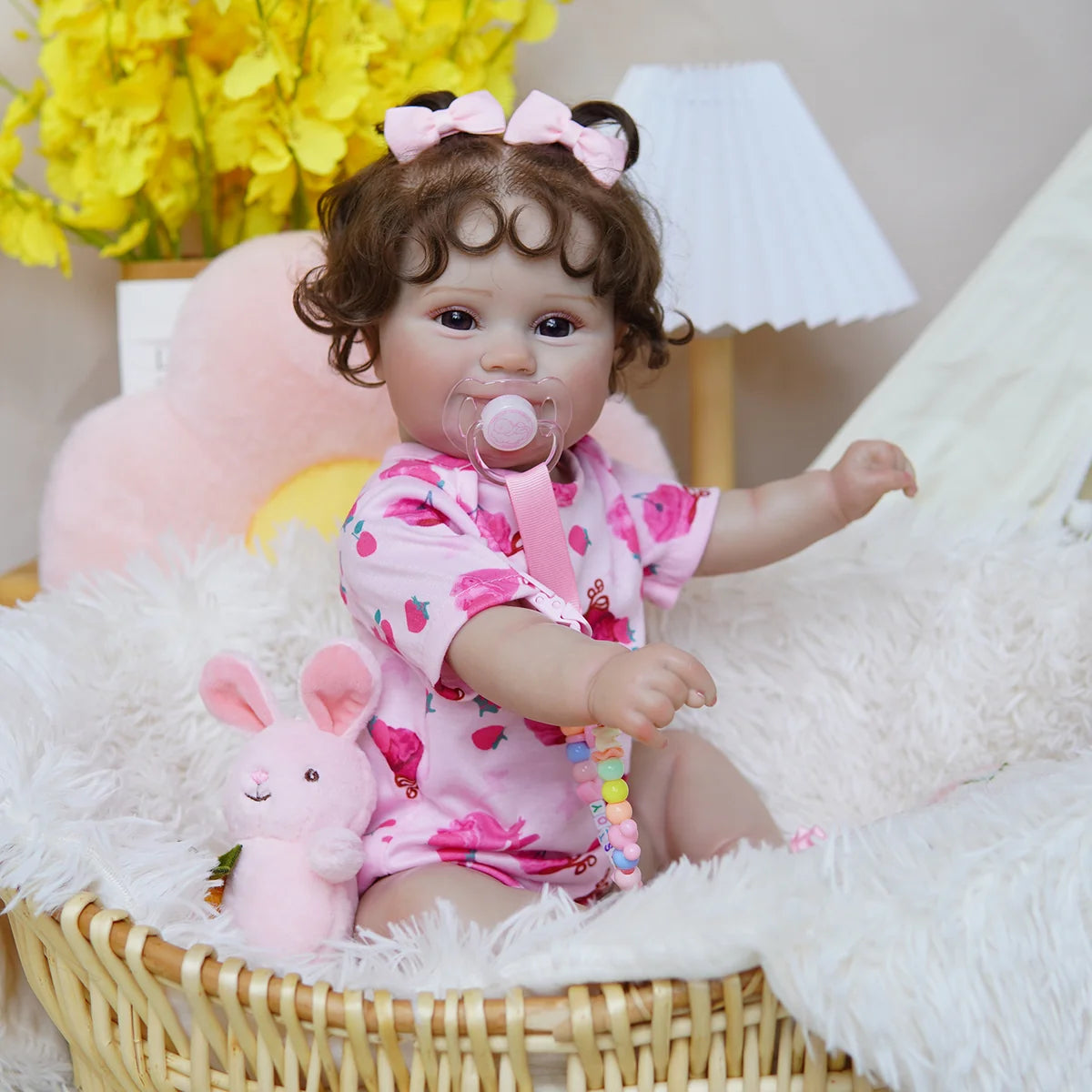Boneca Bebê Reborn Realista Brastoy Original 48 cm Silicone Kit Conjunto de Roupa Mamadeira Chupeta Certidão Fralda e Pelúcia