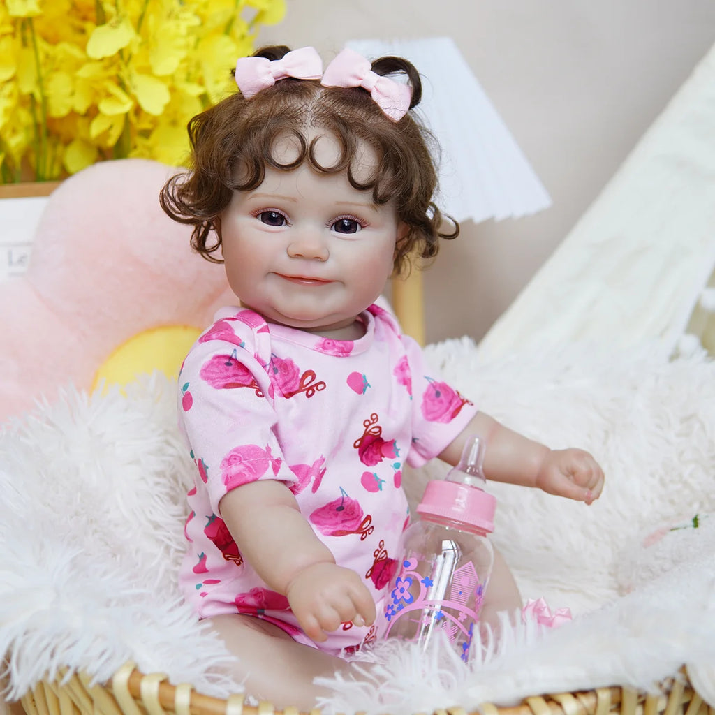 Boneca Bebê Reborn Realista Brastoy Original 48 cm Silicone Kit Conjunto de Roupa Mamadeira Chupeta Certidão Fralda e Pelúcia