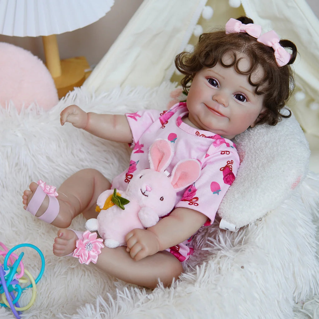 Boneca Bebê Reborn Realista Brastoy Original 48 cm Silicone Kit Conjunto de Roupa Mamadeira Chupeta Certidão Fralda e Pelúcia