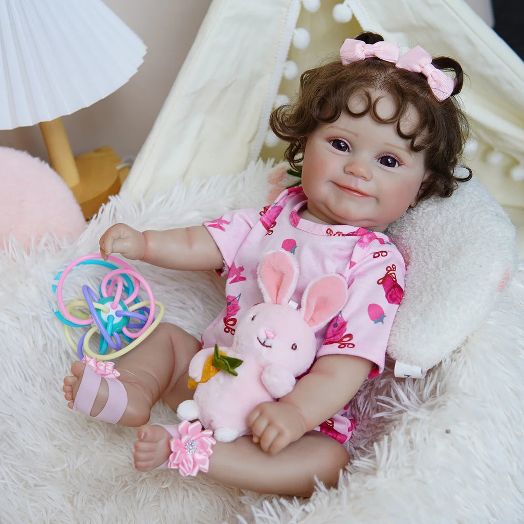 Boneca Bebê Reborn Realista Brastoy Original 48 cm Silicone Kit Conjunto de Roupa Mamadeira Chupeta Certidão Fralda e Pelúcia