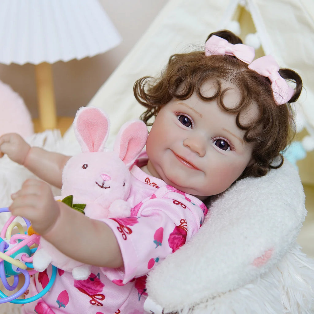 Boneca Bebê Reborn Realista Brastoy Original 48 cm Silicone Kit Conjunto de Roupa Mamadeira Chupeta Certidão Fralda e Pelúcia