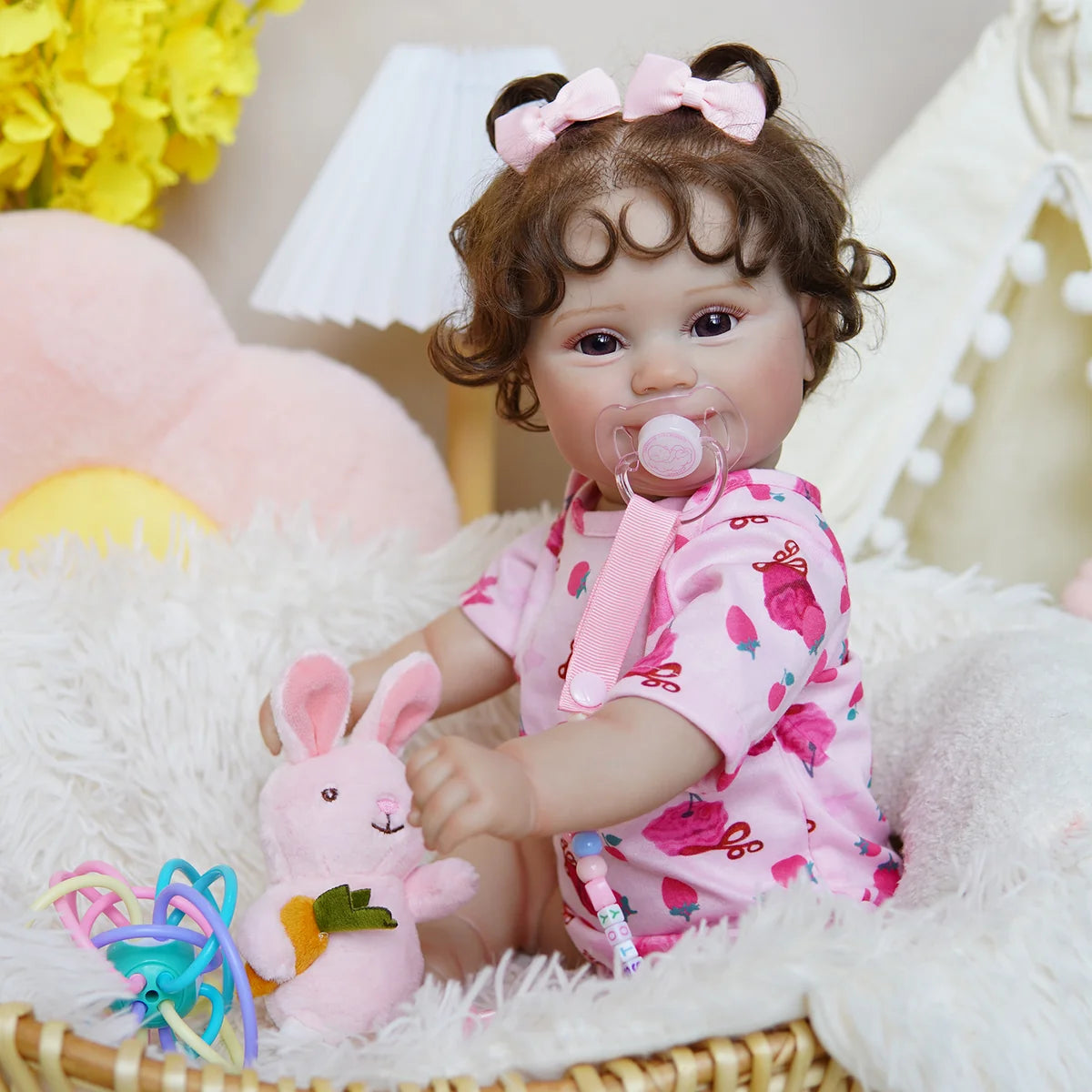 Boneca Bebê Reborn Realista Brastoy Original 48 cm Silicone Kit Conjunto de Roupa Mamadeira Chupeta Certidão Fralda e Pelúcia