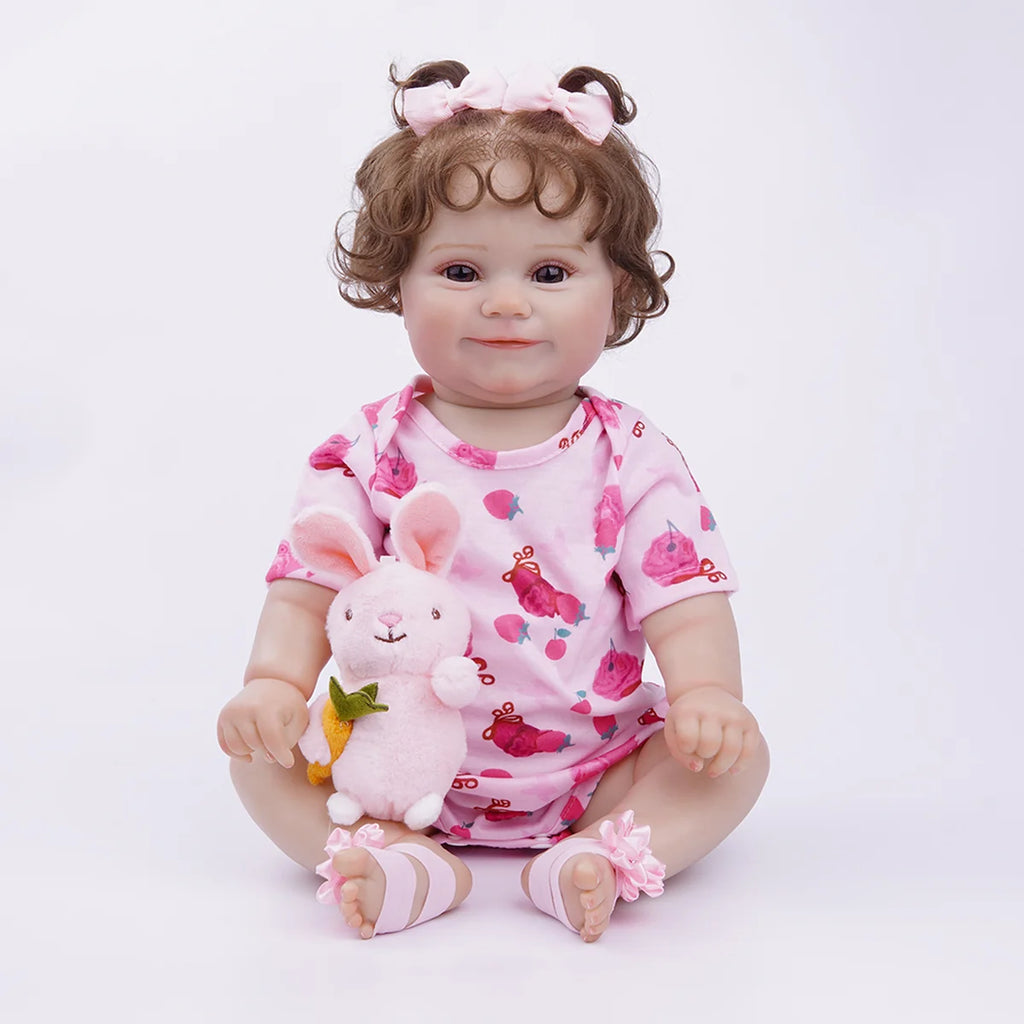 Boneca Bebê Reborn Realista Brastoy Original 48 cm Silicone Kit Conjunto de Roupa Mamadeira Chupeta Certidão Fralda e Pelúcia