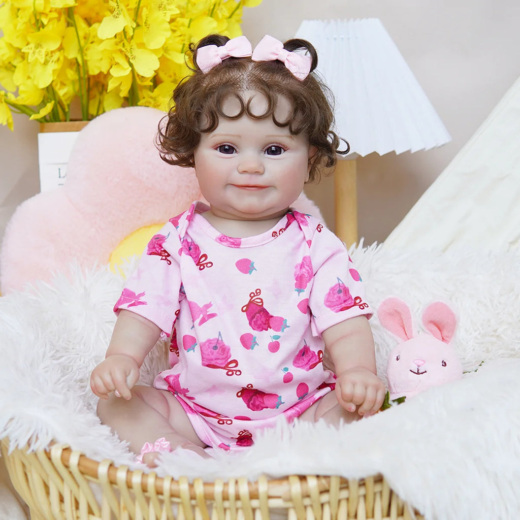 Boneca Bebê Reborn Realista Brastoy Original 48 cm Silicone Kit Conjunto de Roupa Mamadeira Chupeta Certidão Fralda e Pelúcia