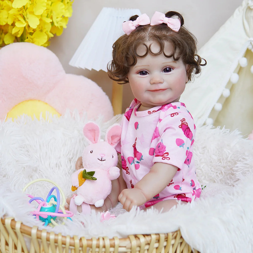 Boneca Bebê Reborn Realista Brastoy Original 48 cm Silicone Kit Conjunto de Roupa Mamadeira Chupeta Certidão Fralda e Pelúcia