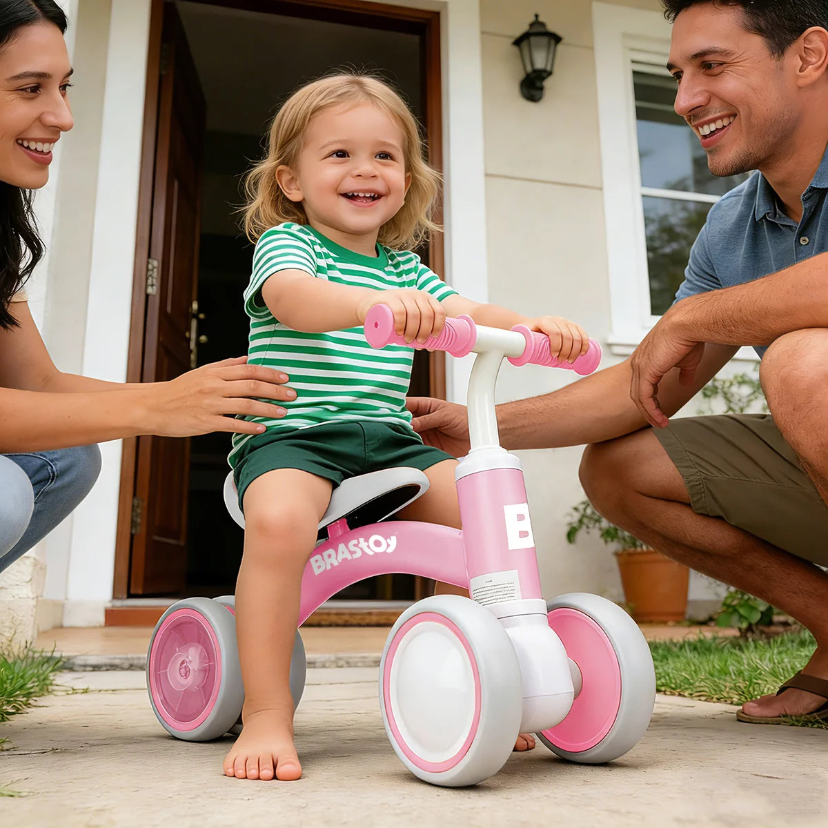 Bicicleta De Equilíbrio Infantil Andador Sem Pedal 4 Rodas Brastoy