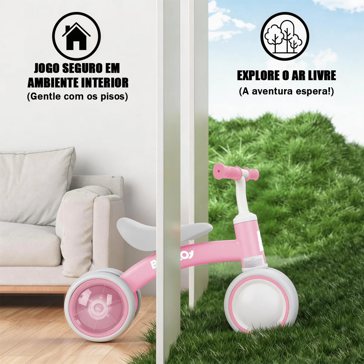 Bicicleta De Equilíbrio Infantil Andador Sem Pedal 4 Rodas Brastoy