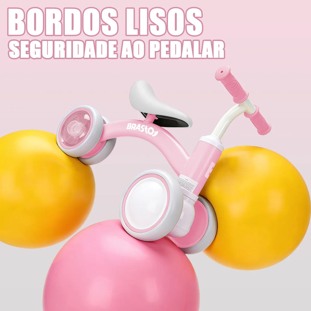 Bicicleta De Equilíbrio Infantil Andador Sem Pedal 4 Rodas Brastoy