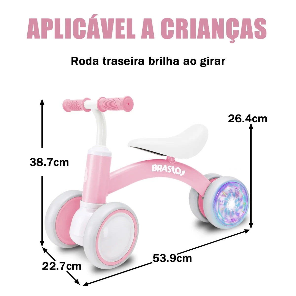 Bicicleta De Equilíbrio Infantil Andador Sem Pedal 4 Rodas Brastoy