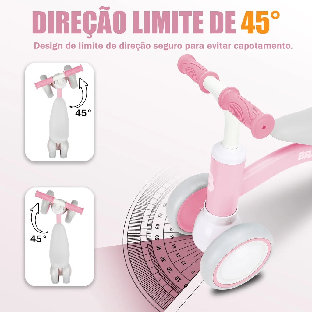 Bicicleta De Equilíbrio Infantil Andador Sem Pedal 4 Rodas Brastoy