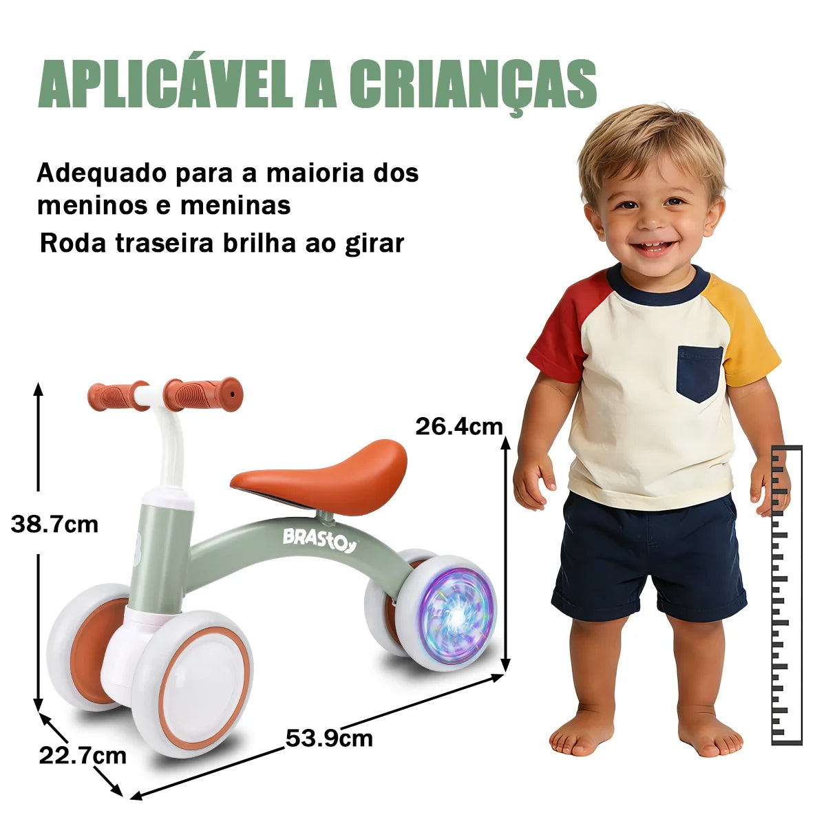 Bicicleta De Equilíbrio Infantil Andador Sem Pedal 4 Rodas Brastoy