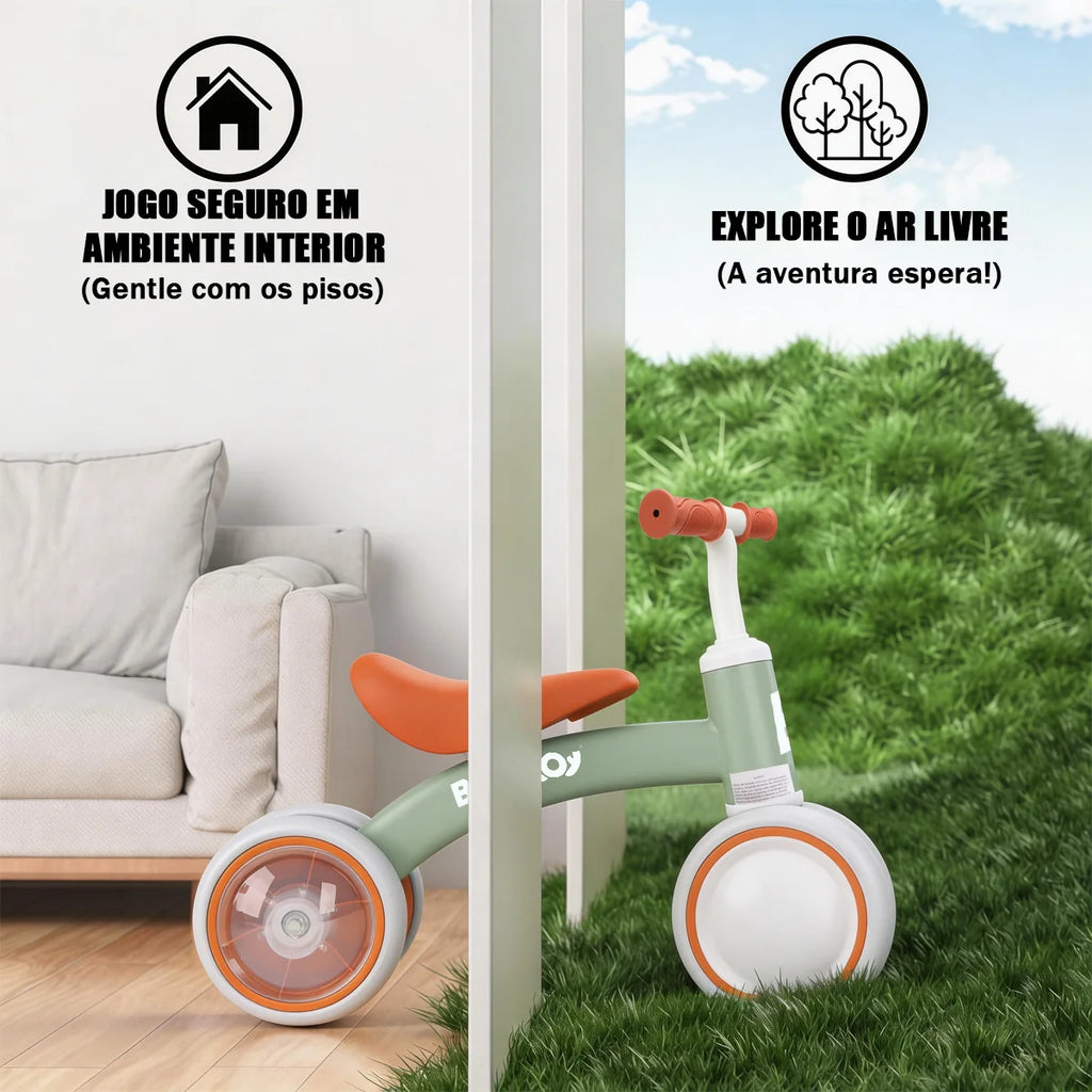 Bicicleta De Equilíbrio Infantil Andador Sem Pedal 4 Rodas Brastoy