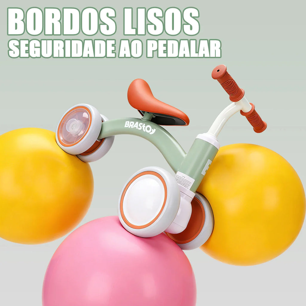 Bicicleta De Equilíbrio Infantil Andador Sem Pedal 4 Rodas Brastoy
