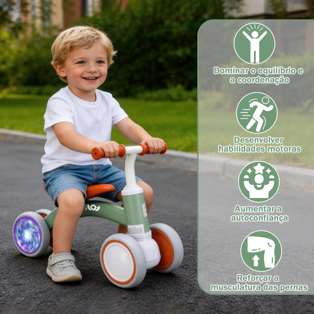 Bicicleta De Equilíbrio Infantil Andador Sem Pedal 4 Rodas Brastoy