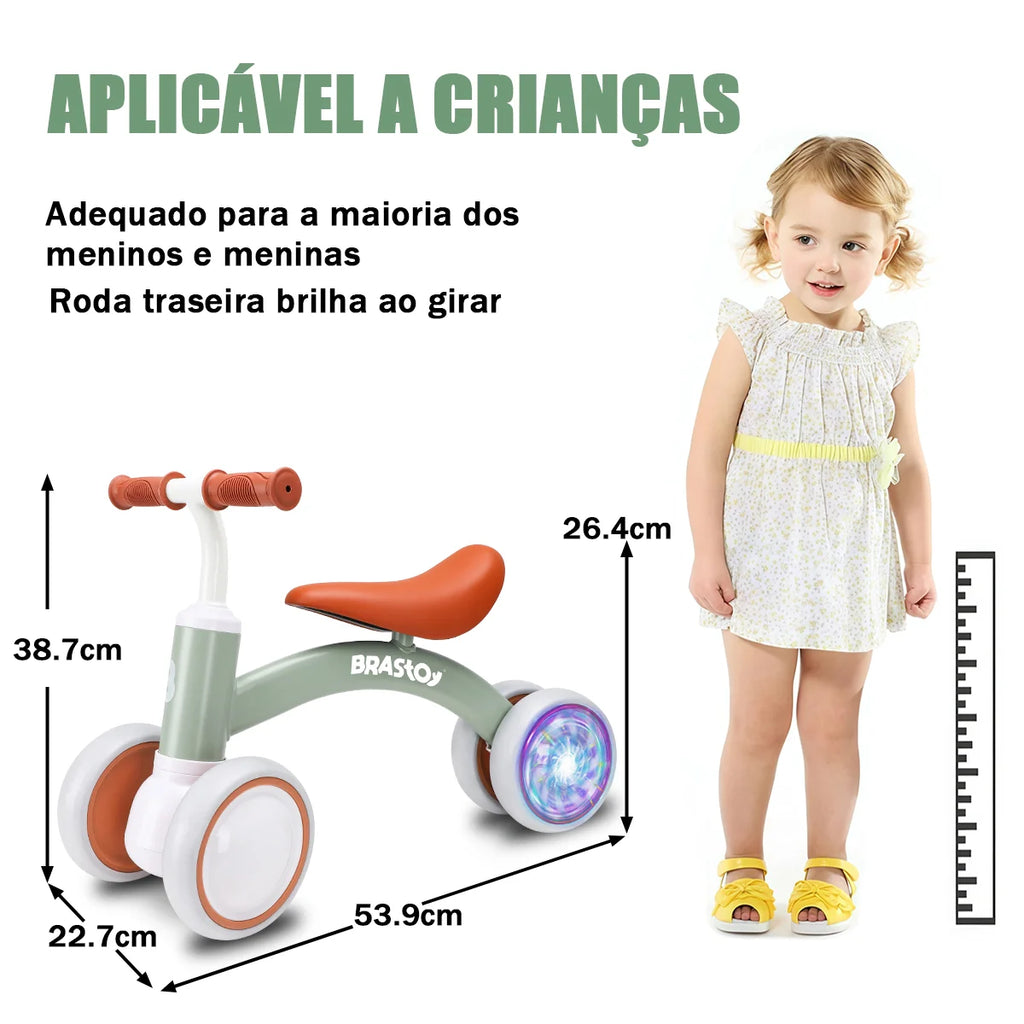 Bicicleta De Equilíbrio Infantil Andador Sem Pedal 4 Rodas Brastoy