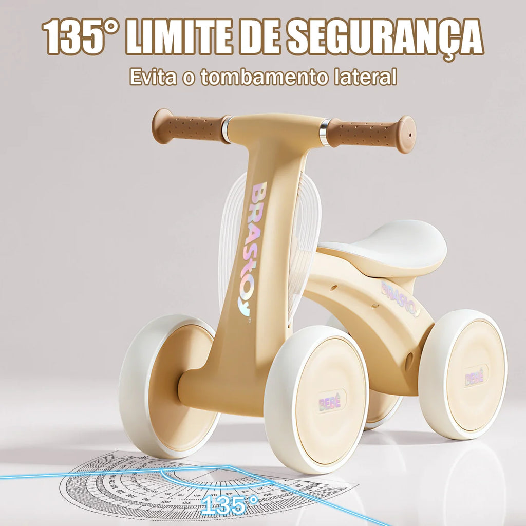 Bicicleta De Equilíbrio Infantil Andador Sem Pedal 4 Rodas Brastoy