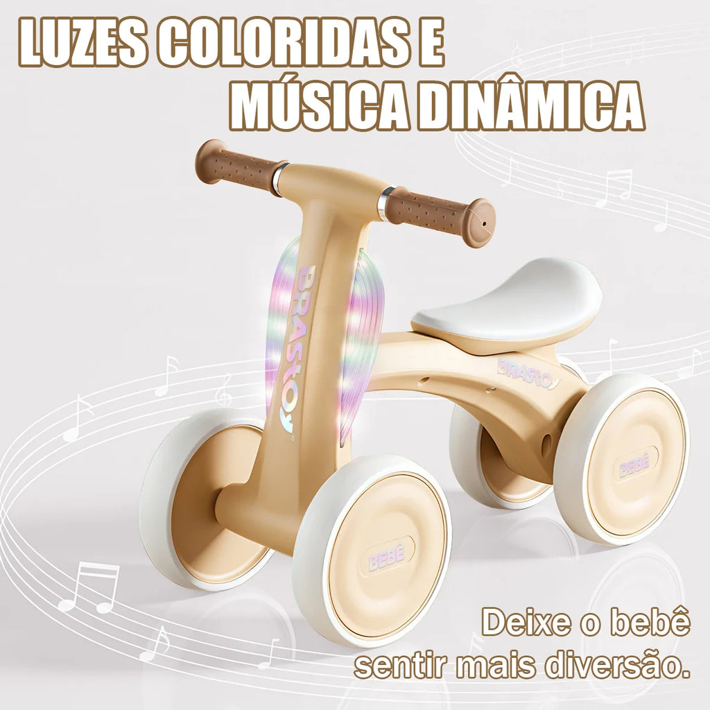 Bicicleta De Equilíbrio Infantil Andador Sem Pedal 4 Rodas Brastoy