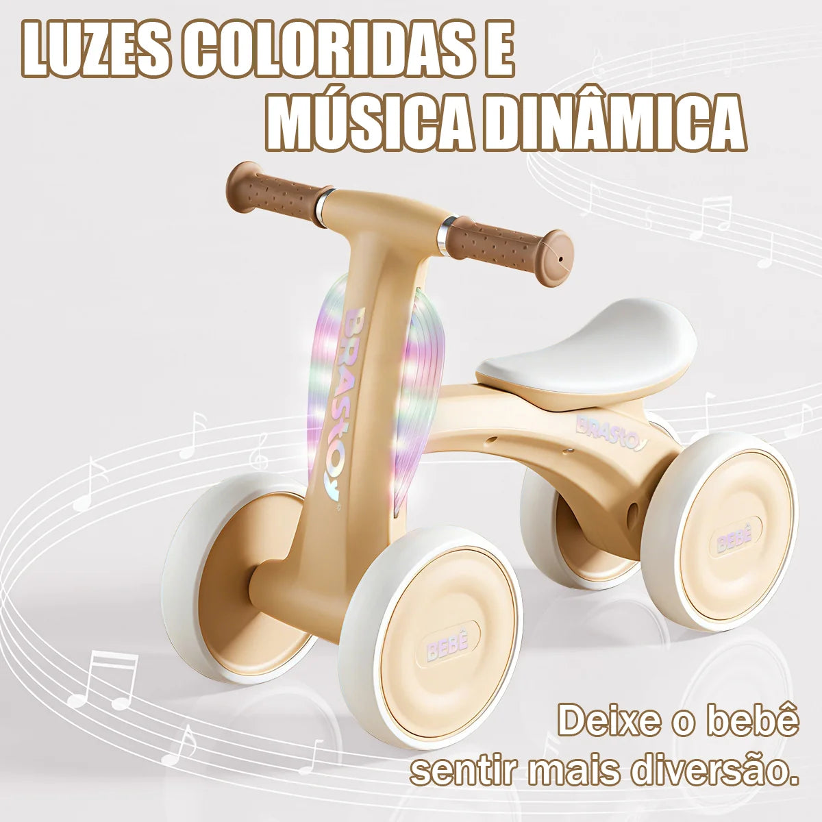 Bicicleta De Equilíbrio Infantil Andador Sem Pedal 4 Rodas Brastoy