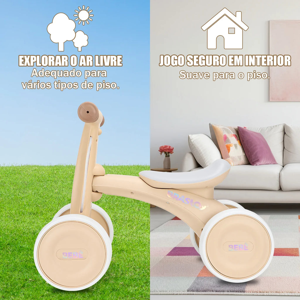 Bicicleta De Equilíbrio Infantil Andador Sem Pedal 4 Rodas Brastoy