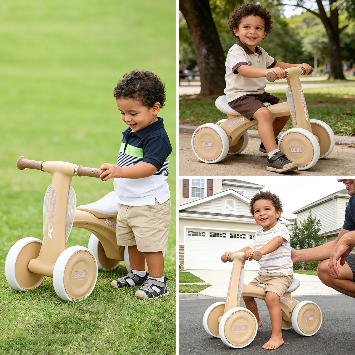 Bicicleta De Equilíbrio Infantil Andador Sem Pedal 4 Rodas Brastoy