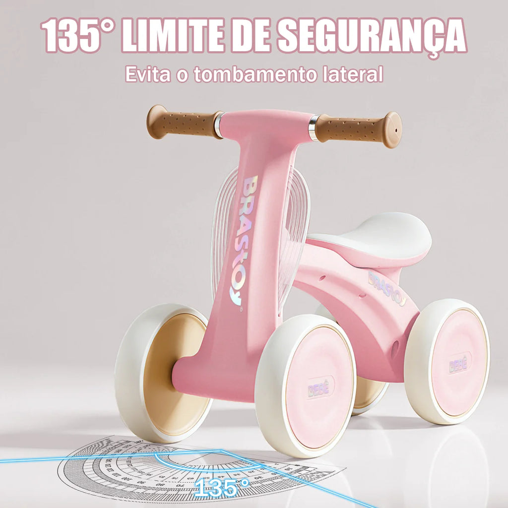 Bicicleta De Equilíbrio Infantil Andador Sem Pedal 4 Rodas Brastoy