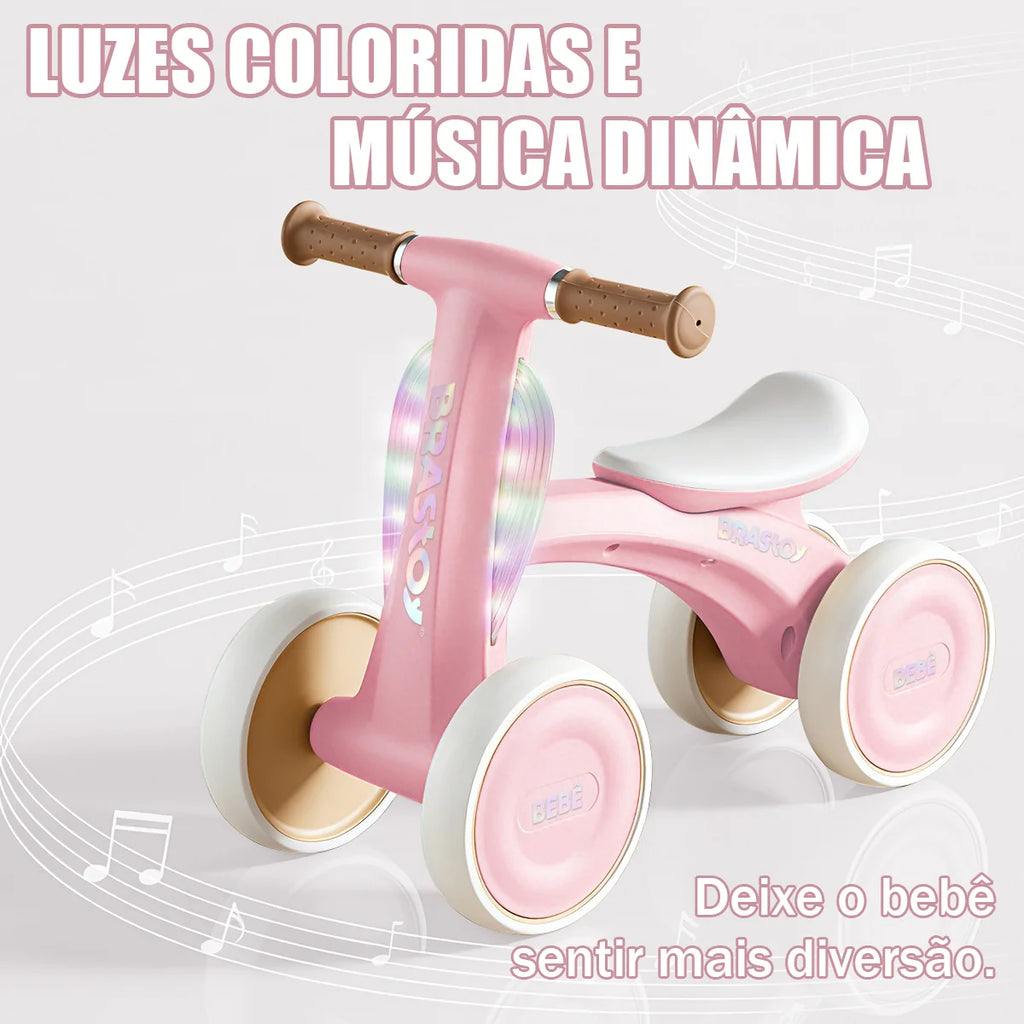 Bicicleta De Equilíbrio Infantil Andador Sem Pedal 4 Rodas Brastoy