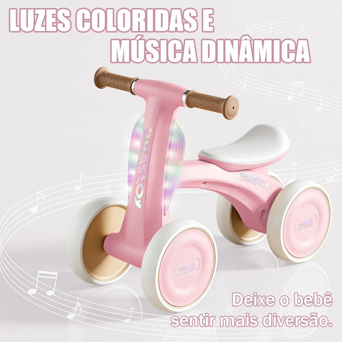 Bicicleta De Equilíbrio Infantil Andador Sem Pedal 4 Rodas Brastoy