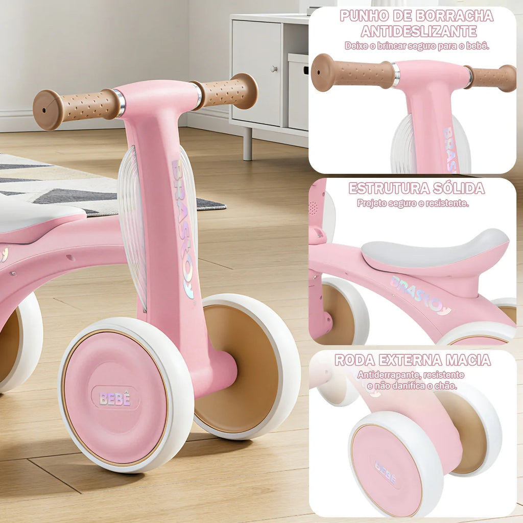 Bicicleta De Equilíbrio Infantil Andador Sem Pedal 4 Rodas Brastoy