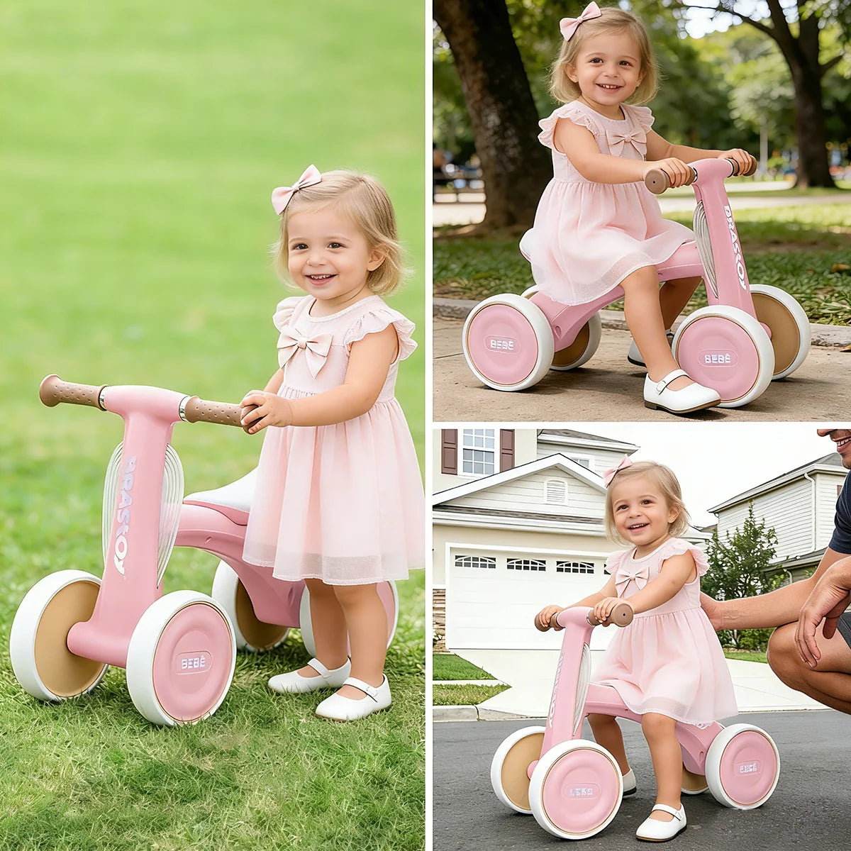 Bicicleta De Equilíbrio Infantil Andador Sem Pedal 4 Rodas Brastoy