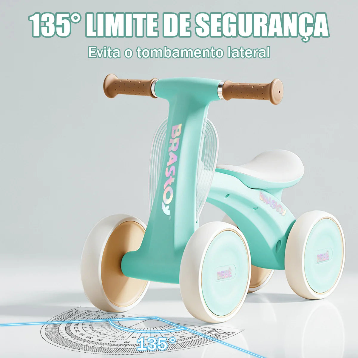Bicicleta De Equilíbrio Infantil Andador Sem Pedal 4 Rodas Brastoy