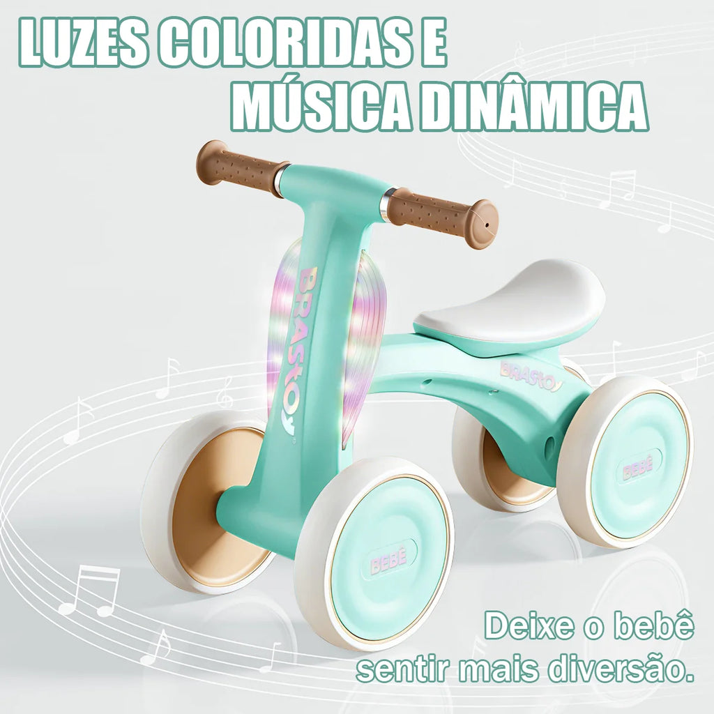 Bicicleta De Equilíbrio Infantil Andador Sem Pedal 4 Rodas Brastoy