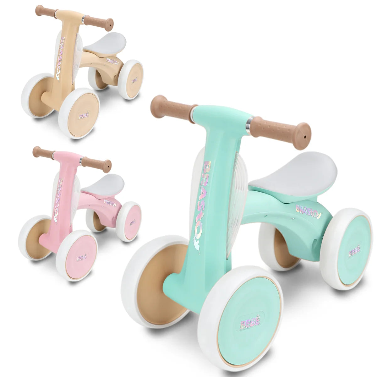 Bicicleta De Equilíbrio Infantil Andador Sem Pedal 4 Rodas Brastoy