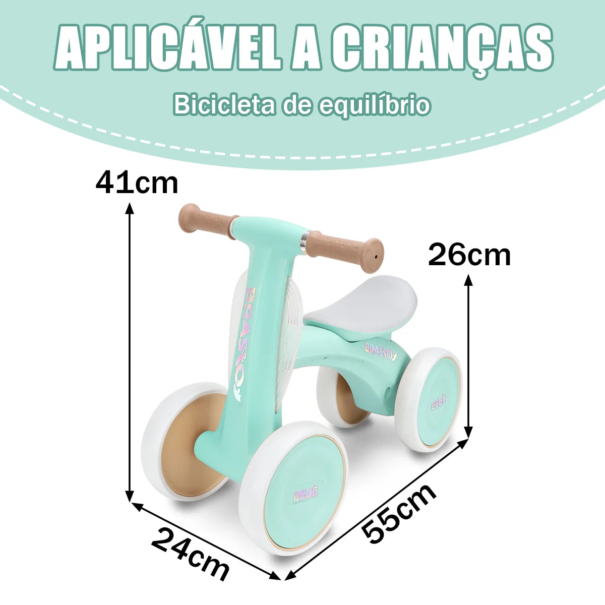 Bicicleta De Equilíbrio Infantil Andador Sem Pedal 4 Rodas Brastoy