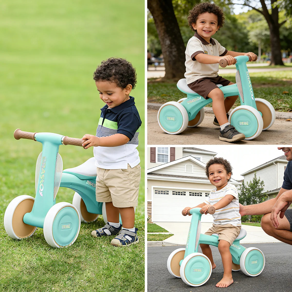 Bicicleta De Equilíbrio Infantil Andador Sem Pedal 4 Rodas Brastoy