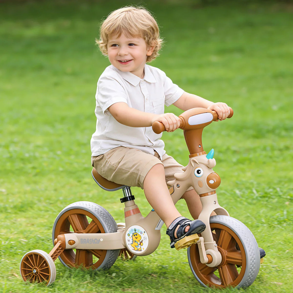 Bicicleta infantil 3 em 1 Bicicleta Triciclo e Bicicleta Sem Pedais com Efeitos Sonoros e Luminosos