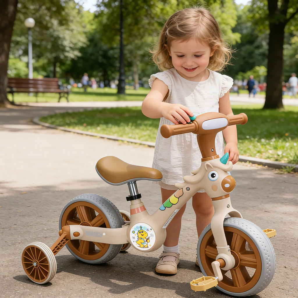 Bicicleta infantil 3 em 1 Bicicleta Triciclo e Bicicleta Sem Pedais com Efeitos Sonoros e Luminosos