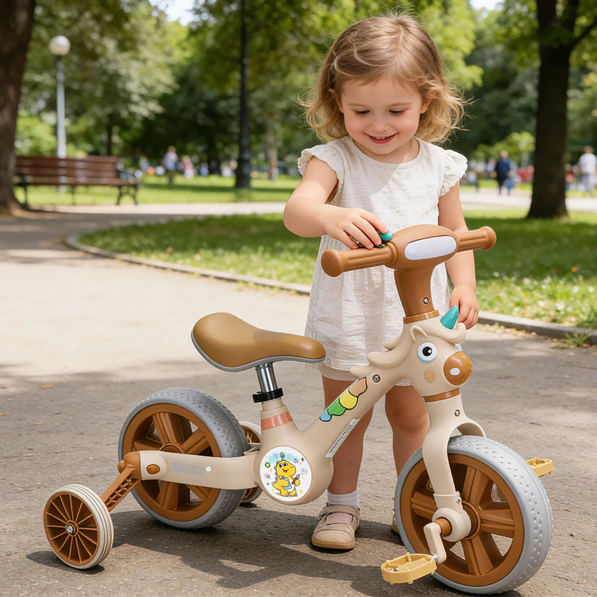 Bicicleta infantil 3 em 1 Bicicleta Triciclo e Bicicleta Sem Pedais com Efeitos Sonoros e Luminosos
