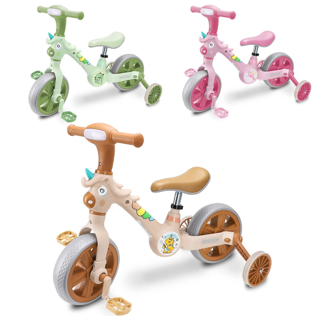 Bicicleta infantil 3 em 1 Bicicleta Triciclo e Bicicleta Sem Pedais com Efeitos Sonoros e Luminosos