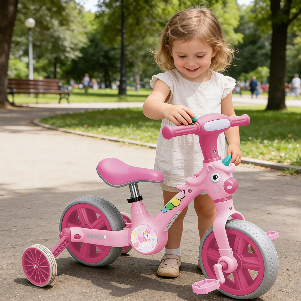 Bicicleta infantil 3 em 1 Bicicleta Triciclo e Bicicleta Sem Pedais com Efeitos Sonoros e Luminosos
