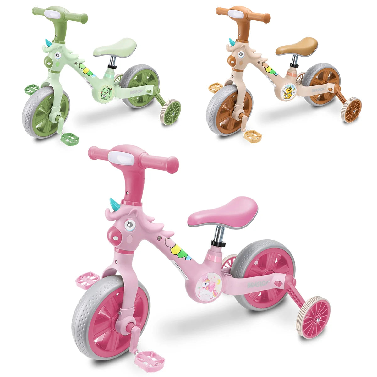 Bicicleta infantil 3 em 1 Bicicleta Triciclo e Bicicleta Sem Pedais com Efeitos Sonoros e Luminosos