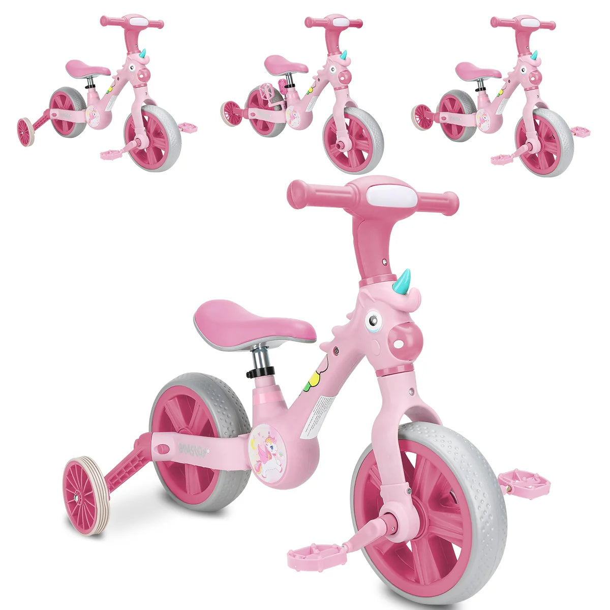 Bicicleta infantil 3 em 1 Bicicleta Triciclo e Bicicleta Sem Pedais com Efeitos Sonoros e Luminosos