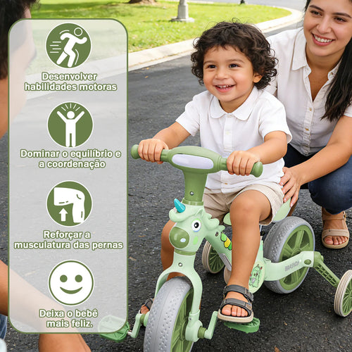 Bicicleta infantil 3 em 1 Bicicleta Triciclo e Bicicleta Sem Pedais com Efeitos Sonoros e Luminosos
