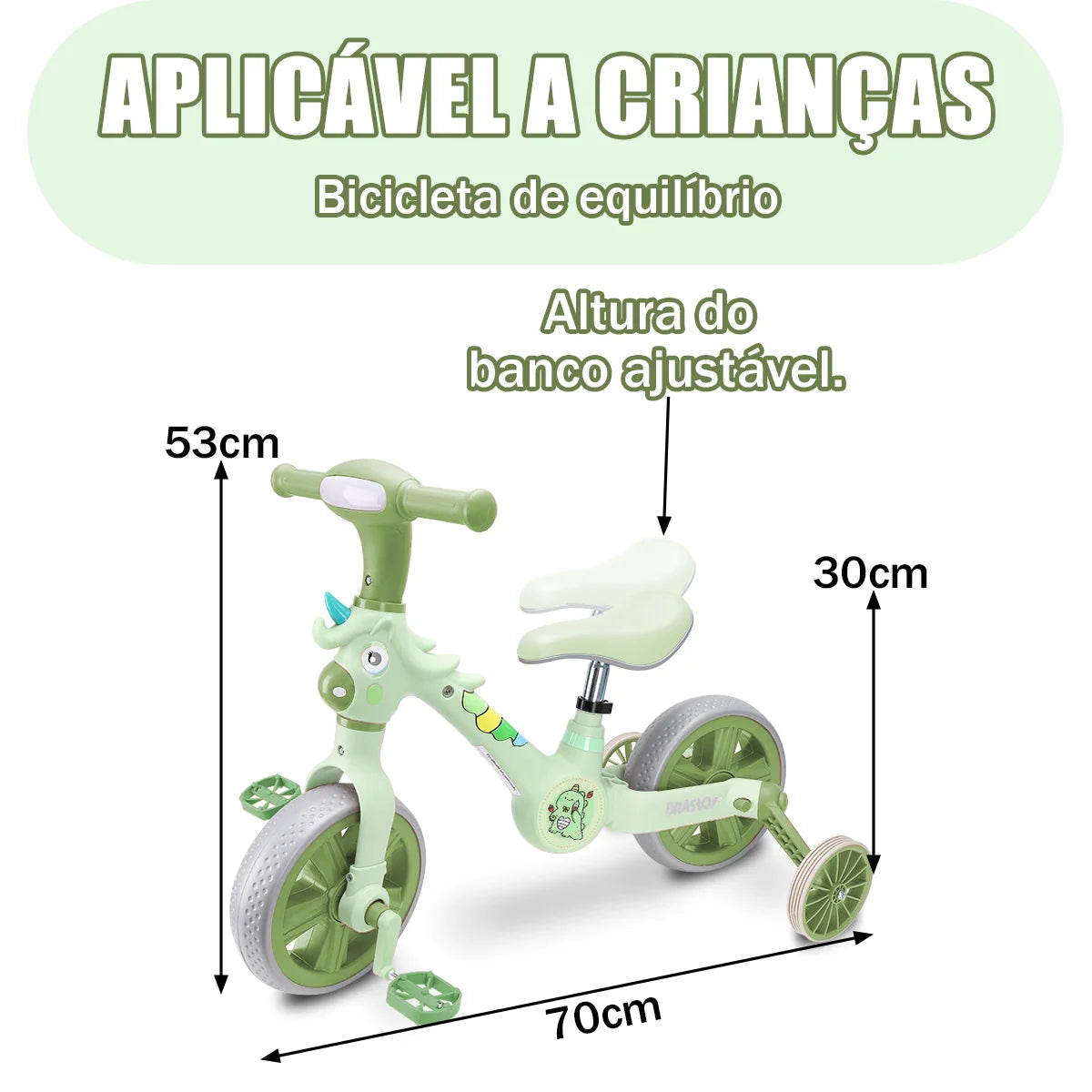 Bicicleta infantil 3 em 1 Bicicleta Triciclo e Bicicleta Sem Pedais com Efeitos Sonoros e Luminosos