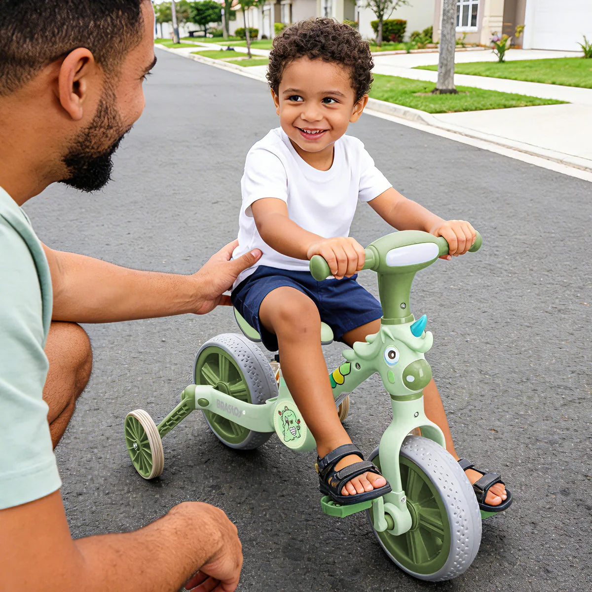 Bicicleta infantil 3 em 1 Bicicleta Triciclo e Bicicleta Sem Pedais com Efeitos Sonoros e Luminosos