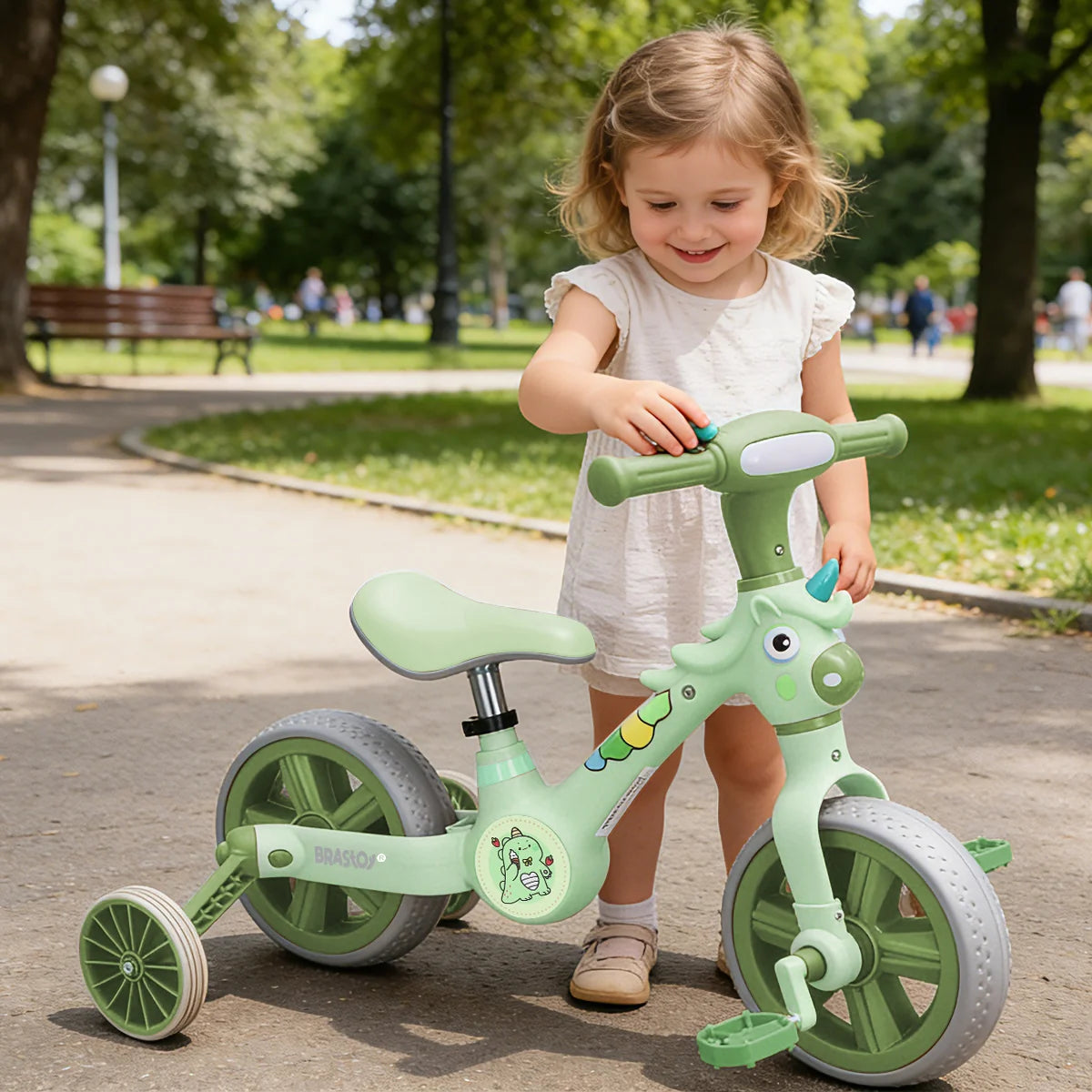 Bicicleta infantil 3 em 1 Bicicleta Triciclo e Bicicleta Sem Pedais com Efeitos Sonoros e Luminosos