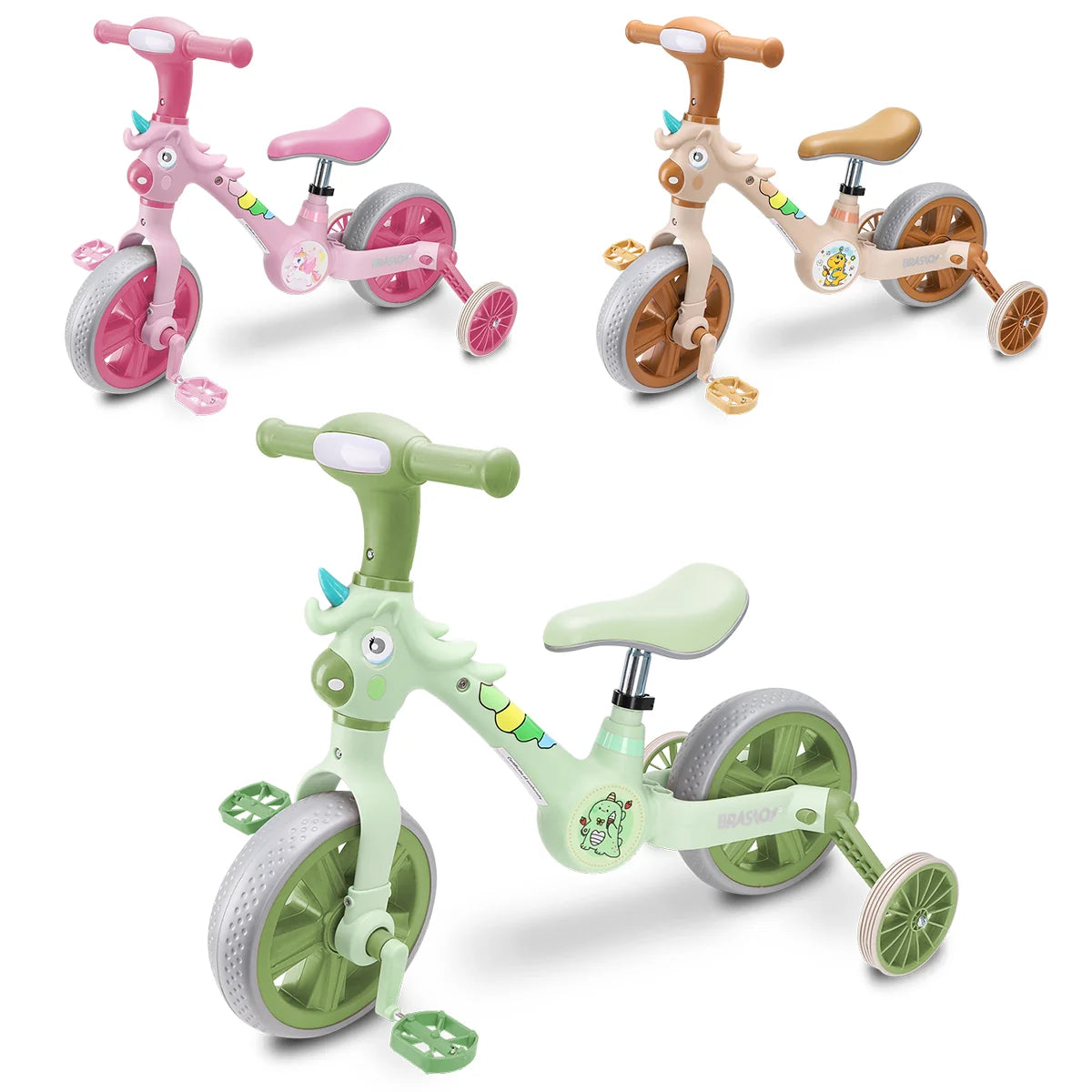 Bicicleta infantil 3 em 1 Bicicleta Triciclo e Bicicleta Sem Pedais com Efeitos Sonoros e Luminosos