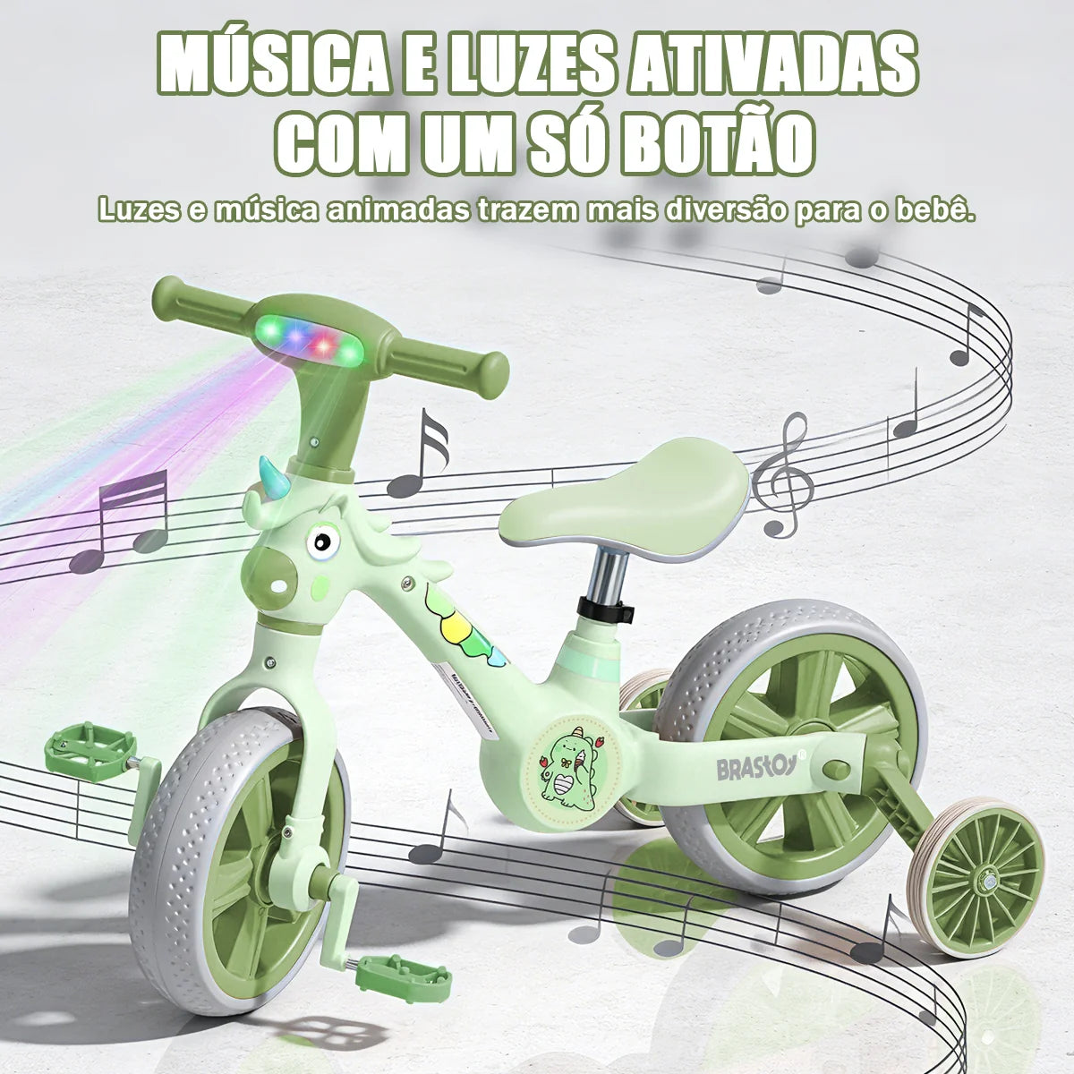 Bicicleta infantil 3 em 1 Bicicleta Triciclo e Bicicleta Sem Pedais com Efeitos Sonoros e Luminosos