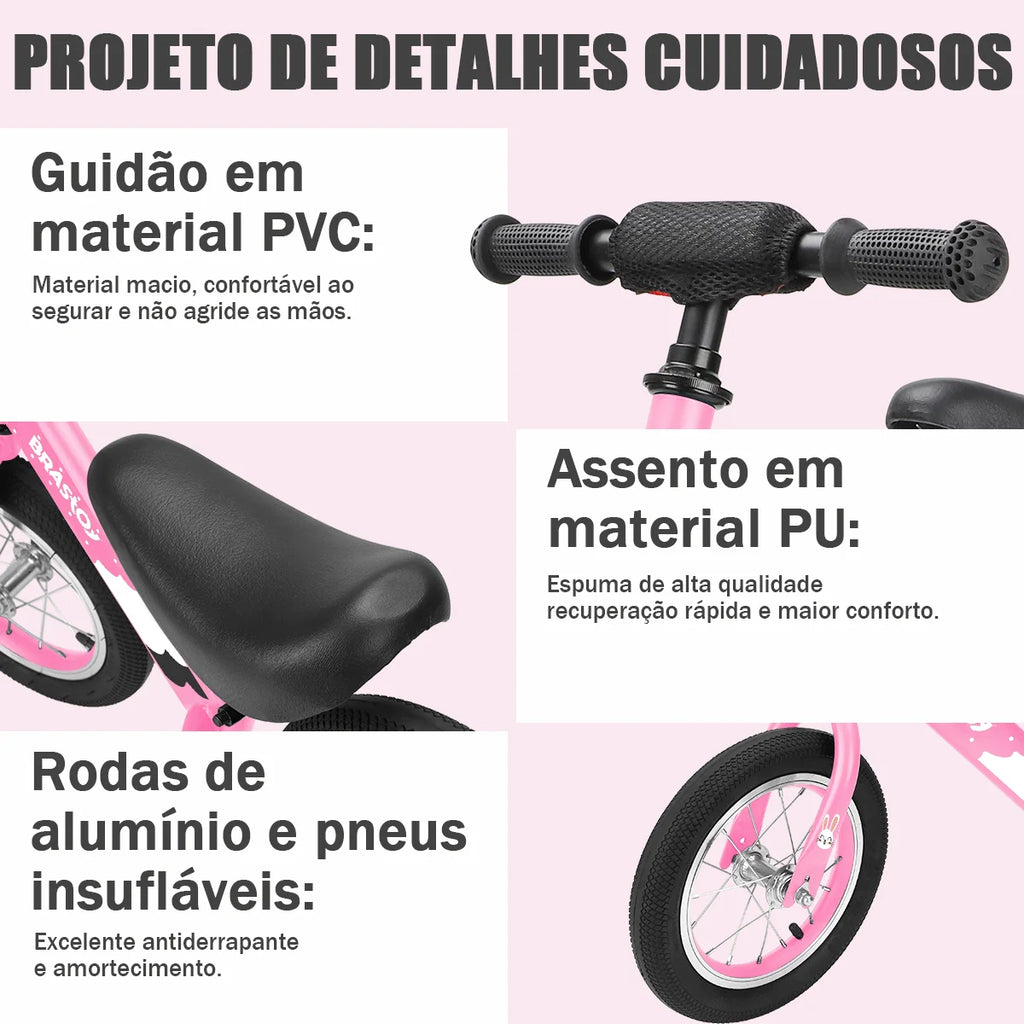 Bicicleta Equilíbrio Infantil Andador Sem Pedal Criança balance Bike 2 a 5 anos Brastoy