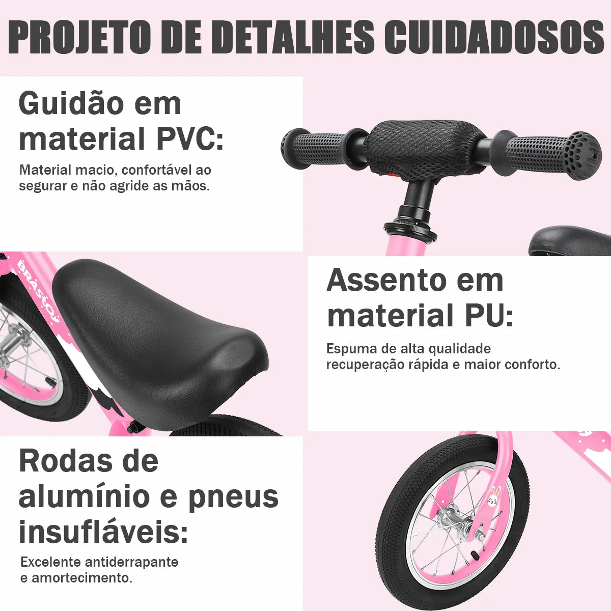 Bicicleta Equilíbrio Infantil Andador Sem Pedal Criança balance Bike 2 a 5 anos Brastoy