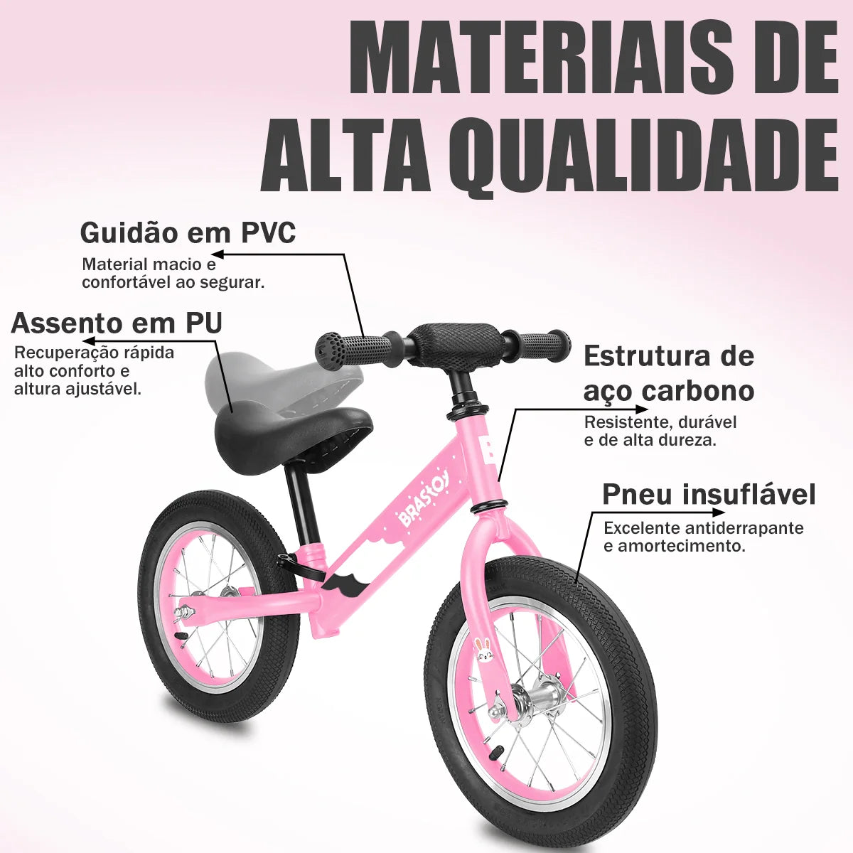 Bicicleta Equilíbrio Infantil Andador Sem Pedal Criança balance Bike 2 a 5 anos Brastoy